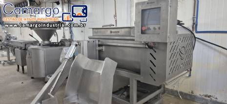 Misturador de pás em inox com 2 eixos Montemil Industrial MTM 500 para carnes embutidos pet food massas alimentícias Misturador de pás em inox com 2 eixos Montemil Industrial MTM 500 para carnes embutidos pet food massas alimentícias